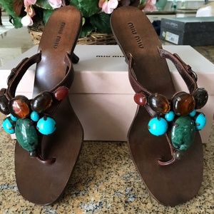 Designer Miu Miu gorgeous sandals with stones